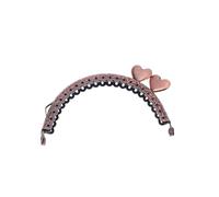 Cierre De Bolso De Mano Monedero de Metal con cabeza corazón for bolso mano, 2 uds., mango marco Vintage 8,5 cm, cierre broche tipo beso, accesorio for hacer bolsos DIY para manualidades(Red Copper)