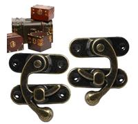 Cierre de brazo oscilante - 2 piezas de latón de diseño retro, juego de pestillos de gancho izquierdo derecho, mini accesorio de hardware, cierre seguro con acabado de estilo vintage | Solut