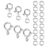 Cierre de cadena de plata de ley 925, 26 unidades, cierre de pulsera, anillos curvados, 5 mm, cierre de mosquetón, hebilla de resorte, accesorios para hacer joyas