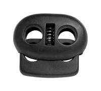 Cierre de Cordón 2 Orificio, 22 x 20 mm, Orificio de 5 x 5 mm, Ideal para Cierres de Ø 4 mm, 20 Uds, Negro, Cierre de Goma, Cordone de Liberación Rápida, Corredera de Cordon, Tope Cordón para Chaqueta