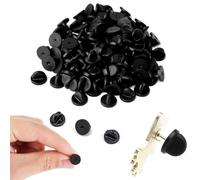 Cierre de Mariposa,Mariposas Goma Cierre, 100 Piezas de Cierre de Mariposa para Alfileres de Solapa (11,5 mm de diámetro),negro