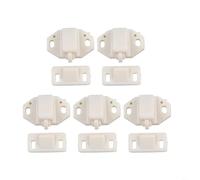 Cierre de puerta de armario de doble rodillo, placa de golpe con resorte, con pestillo de plástico ABS para muebles, para armario, paquete de 5 accesorios de instalación