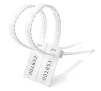 Cierre de seguridad numerado, 100pcs Plastic Tags with Sawtooth, Rectangular Self Locking Tamper Proof Pull Ties Seals, Numbered Disposable Cable Ties for Packing, Shipping(Red,500pcs)