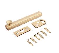Cierre de superficie, 1 perno de latón para puerta de desoxidación, cerradura de barril simple para habitación, puerta de inodoro y puertas de cobertizo (51 mm x 15 mm oro cepillado)