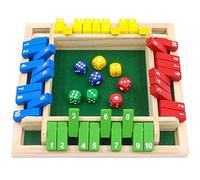 Cierre la caja Juego 4 Jugador 4 lados Volteando juegos de matemáticas con 8 juegos de mesa de madera de número 2 dados para números de aprendizaje, estrategia y gestión de riesgos Matemáticas