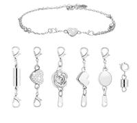 Cierre magnético para collar, 6 conectores extensores de cadena, ajustador de pulsera con cierres de mosquetón dobles, cierres magnéticos para uso diario, viajes, bodas, regalos de vacaciones y