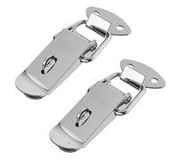 cierre, Paquete de 2 pestillos palanca acero inoxidable plateados con forma boca pato(B 304 Stainless Steel 68mm)