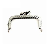 Cierre Para Bolso De Mano Lote de 10 cierres de metal con forma de corazón y beso for bolso, de 8,5 cm, en bronce o plata, con relieve cuadrado.(Silver)