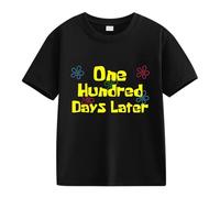Cierre para Cardigan Girls and Boys Casual Short Sleeved T Shirt 100 Days of School Opening 100 Days Aniversary Personality Loose Short Sleeved Baby Mädchen Shirt, Negro , 8-9 años