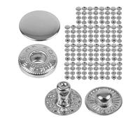 Cierres automáticos sin costura, Ø 10 mm, 20 pares, en color plata, set sin herramientas, clips de tela para bricolaje, cierre automático con bloqueo de muelle, reparación de botones metálicos