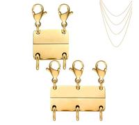 Cierres Collar Efecto Capas - Conector Separador Magnético Múltiple | Set 2 Piezas Cierres Joyería | Broches Acero Inoxidable Superposición Para Cadenas Apilables Gargantilla Pulsera | Suministros Bis