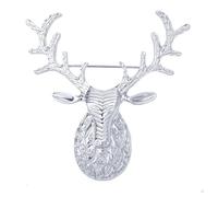 Cierres de joyas de tono ciervo AntlerStag MooseElk Head Animal Lapel Brooch Pin For Man And Woman Brosche Veret (plata, talla única), Zinc, Sin gemas