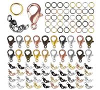 Cierres de langosta de acero inoxidable, anillos de salto abiertos, cuentas de engarce, conectores de extremos de collar, suministros para accesorios de joyería DIY - 01 - Colores vari