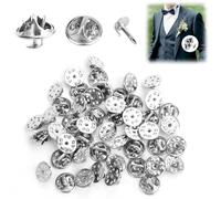 Cierres de Mariposa,50 Piezas Embrague de Mariposa con Pines en Blanco,Broche Pins para Manualidades DIY Fabricaciónde Joyería (Plata)