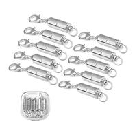 Cierres magnéticos de langosta para hacer collares, pulseras, joyas, conector de cierre de langosta para hacer joyas, encontrar pulseras, collares, cierres de garra, color plateado, 10 unidades