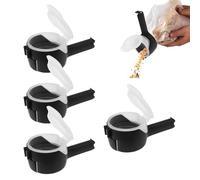 Cierres para bolsas de aperitivos,4 Piezas con Boquilla Vertedora Reutilizables,Sellado para Bolsas de Almacenamiento - para Verduras, Carne, Snacks, Patatas Fritas, Café, Harina, Armario, Oficina,