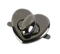 cierres para bolsos 20 cierres giratorios de aleación Meetee con forma corazón for bolsos, hebilla metal, bolso DIY(Black2,10pcs)