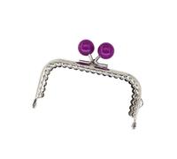 Cierres Para Bolsos 3 uds 8,5 cm cuentas de caramelo tono plateado asa for marco de bolso de Metal brillante for bolso de mano accesorios for coser cierre de broche de beso(Purple)