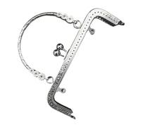 Cierres para Bolsos Marco de cierre Metal con beso, marco for bolso, monedero, herramienta bricolaje, asa for, 1 ud(Silvery,18cm)