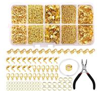Cierres Para Pulseras 500 Piezas Enganches Para Pulseras Kit, Gancho Langosta, Anillos de Salto Abiertos, Piezas Extremos de Engarce, Cierres Collares para Manualidades Pulseras Joyería Collares(Oro)