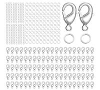 Cierres para Pulseras, 500 Piezas Enganches Pulseras Set Incluyendo Anillos Abiertas de Salto 7 * 5mm, Cadenas de Extensión de 50mm, Cierres de Langosta 12mm, Cierres Collares para la Joyería de DIY