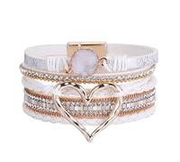 Cierres pulsera amor pulsera tejida bohemia pulsera multicapa pulseras de cuero para mujeres hombres Navidad regalo de cumpleaños color cuerda tejida pulsera amor hueco poder pulsera, talla única,