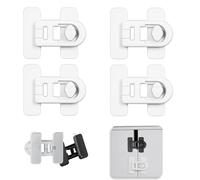 Cierres Seguridad Bebe,4 Piezas Cierre Seguridad Cajones Bebe,Cerradura para Refrigerador,para armarios,frigoríficos y congeladores-utiliza adhesivo 3M, sin herramientas ni brocas (Blanco)