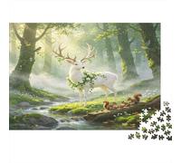 Ciervo Blanco del Bosque Puzzle de 1000 Piezas Papel para Adultos Escena de Luz Solar Juego de Puzzle 1000 Piezas Regalo Familia 70x50cm/1000pcs