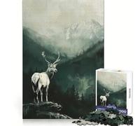 Ciervo Blanco en Paisaje de montaña Rompecabezas para Adultos de 1000 Piezas Pensamiento Claro y Relajante Bordes precisos (50x75cm)