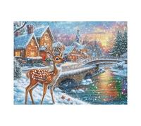 Ciervo Bosque de Nieve Puzzle 500 Piezas Juguete Educativo Familiar Tiempo Feliz Rompecabezas 3D para Hombres Y Mujeres Construir Maquetas Desafío Intelectual 500 PCS