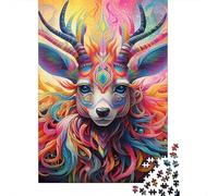 Ciervo Colorido Arte Puzzle de 1000 Piezas Papel Adultos Estilo Fantasía Abstracta Puzzle para Adultos Decoración Hogar Relajación Familia Regalo 52x38cm/1000pcs