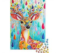 Ciervo Colorido Puzzle de 1000 Piezas Juego de Puzzle 1000 Piezas Papel Gotas de Lluvia Puzzle para Adultos Familia 52x38cm/1000pcs