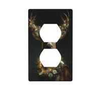 Ciervo con coronas de Navidad, cubierta de salida de luces, cubierta decorativa para interruptor de luz, placa de pared para cocina, cuarto de baño, tamaño 7 x 11,4 cm