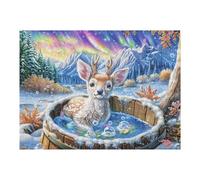 Ciervo Cubo Agua Bosque Vida Silvestre Naturaleza Salvaje Puzzle 500 Piezas para Adultos Divertido Estimulante Y Creativo Actividades En Familia Y Amigos 500 PCS（52×38cm）