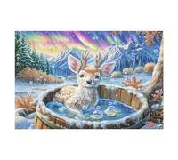 Ciervo Cubo de Agua Bosque Fauna Naturaleza Salvaje Rural Puzzle 1000 Piezas Portátil Familiar Rompecabezas 3D para Familia Desafío Intelectual Maquetas Educativas Construir 1000 PCS