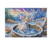 Ciervo Cubo de Agua Bosque Fauna Naturaleza Salvaje Rural Puzzles 300 Piezas Impossible 3D Rompecabezas para Adultos Desafío Intelectual Estera Portátil DIY Moderno Creativo 300 PCS