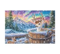 Ciervo cubo nieve bosque fauna silvestre naturaleza salvaje Puzzles 1000 Piezas Impossible 3D Ultra Difícil Happy Time Rompecabezas Para Adultos Desafío Intelectual Estera Portátil DIY Moderno Creativ