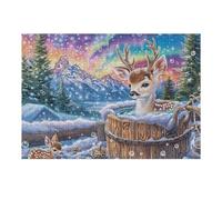 Ciervo Cubo Nieve Bosque Vida Silvestre Naturaleza Salvaje Puzzle 300 Piezas para Adultos Divertido Cautivador Y Relajante Hobby Y Familia 300 PCS（40x28cm）