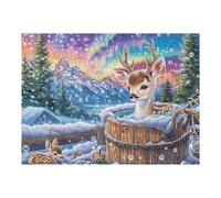 Ciervo Cubo Nieve Bosque Vida Silvestre Naturaleza Salvaje Puzzle 500 Piezas para Adultos Divertido Estimulante Y Relajante Ideal para Hobby Y Pasatiempos 500 PCS（52×38cm）