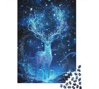 Ciervo del Bosque Azul Místico Puzzle de 1000 Piezas Papel para Adultos Noche Fantasía Juego de Puzzle 1000 Piezas Relajación Decoración Regalo Hogar 70x50cm/1000pcs