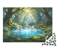 Ciervo del Bosque Puzzle de 1000 Piezas Papel para Adultos Bosque Mágico Luminoso Juego de Puzzle 1000 Piezas Relajación Decoración Regalo 38x26cm/1000pcs