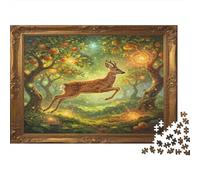 Ciervo del Bosque Puzzle de 1000 Piezas Papel para Adultos Escena de Bosque Mágico Luminoso Juego de Puzzle 1000 Piezas Relajación Decoración Regalo 70x50cm/1000pcs