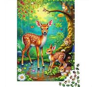 Ciervo del Bosque Puzzle de 1000 Piezas Papel para Adultos Escena Natural Puzzle para Toda la Familia Relajación Decoración 70x50cm/1000pcs