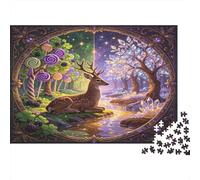 Ciervo del Bosque Puzzle de 1000 Piezas Papel para Adultos Fantasía Cambio de Estaciones Juego Familia Relajante Decoración Regalo 70x50cm/1000pcs