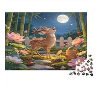 Ciervo del Bosque Puzzle de 1000 Piezas Papel Puzzle para Adultos Escena Nocturna Juego de Puzzle 1000 Piezas Familia Relajación 38x26cm/1000pcs