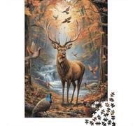 Ciervo del Bosque Puzzle para Adultos Puzzle de 1000 Piezas Aves de Otoño Papel Relajante Decoración Hogar 70x50cm/1000pcs