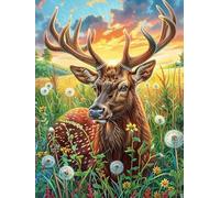 Ciervo del Bosque Rompecabezas 500 Piezas Cartón para Parejas Pintura al óleo fantástica de Animales Salvajes Actividad Tiempo Libre Terapia Relajación Decoración Salón Regalo Sorpresa 500 PCS
