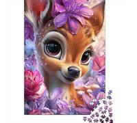Ciervo Encantador Puzzle de 1000 Piezas Papel para Adultos Escena Floral Sueño Juego de Puzzle 1000 Piezas Relajación Hogar Regalo 70x50cm/1000pcs