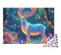 Ciervo Fantasía Bosque Puzzle para Adultos Puzzle de 1000 Piezas Juego de Puzzle 1000 Piezas Papel Escena de Noche Mágica Relajación Regalo Hogar Familia 52x38cm/1000pcs