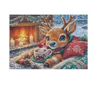 Ciervo Frente a Chimenea de Navidad Puzzle 300 Piezas Maquetas Construir 3D Rompecabezas Educativo para Familia Aliviar Estrés Estera Portátil Moderno 300 PCS